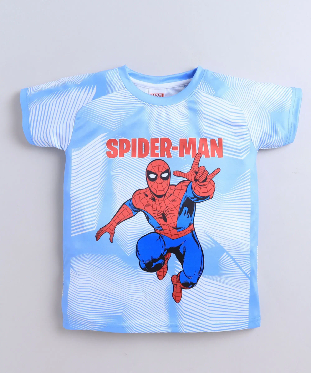 Spiderman - Boy's Spiderman Active Sports T-Shirt - Sky Blue