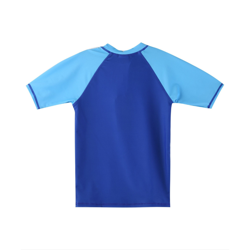 باتمان - بلوزة حماية للسباحة بأكمام قصيرة للأولاد - أزرق