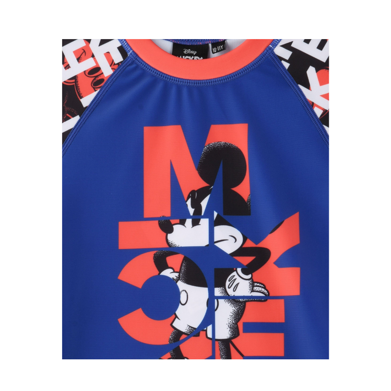 Mickey Mouse - Boy's Short Sleeves Rash Guard Top - Multicolor