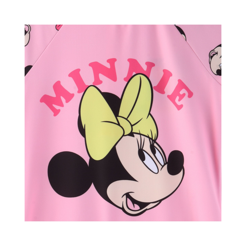 ميني ماوس - ملابس سباحة بأكمام قصيرة للبنات - زهري