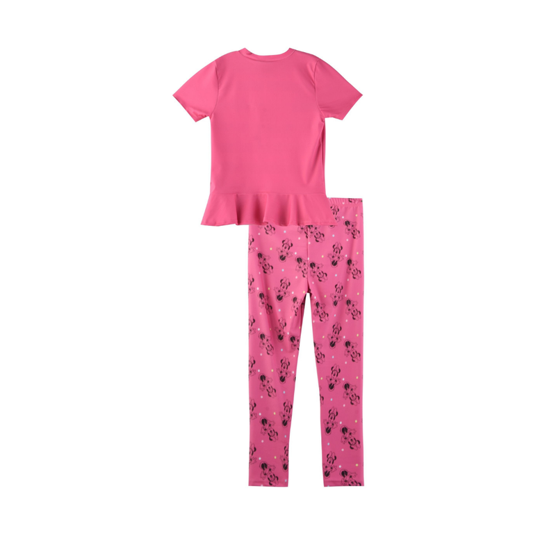 Minnie Mouse - 2pc-Set - Girl's Short Sleeves Swim Top And Pants - Pink