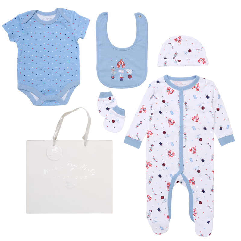 Rock a Bye Baby - Baby Boy 5 Pcs Hanging Gift Set - Blue