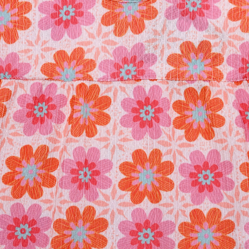 سمارت بيبي - طقم قطعتين - بلوزة وشورت مطبوع بالكامل للبنات - برتقالي