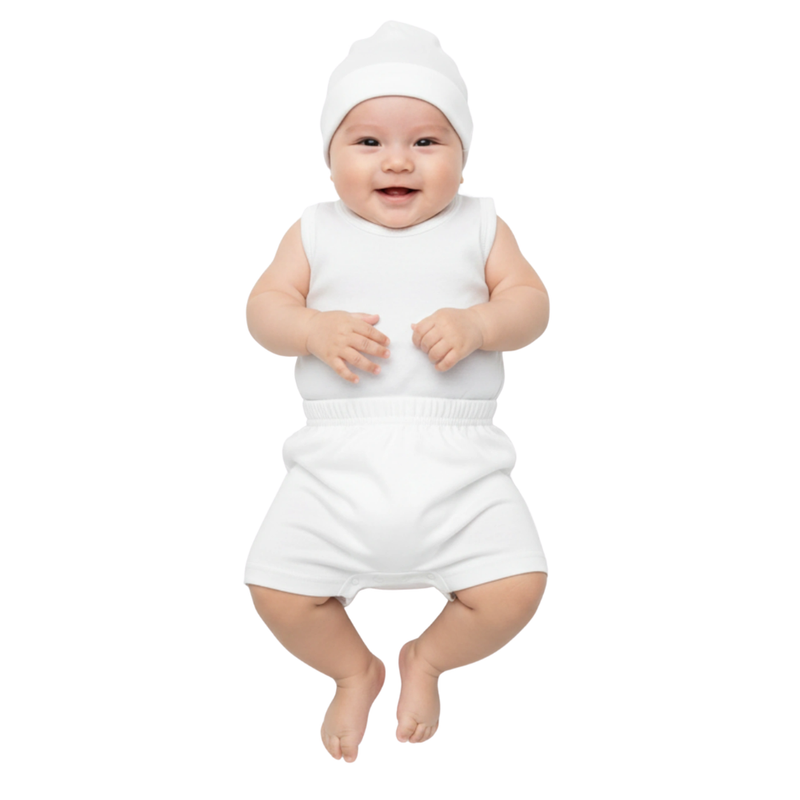 سمارت بيبي - شورت سادة من القطن العضوي - أبيض