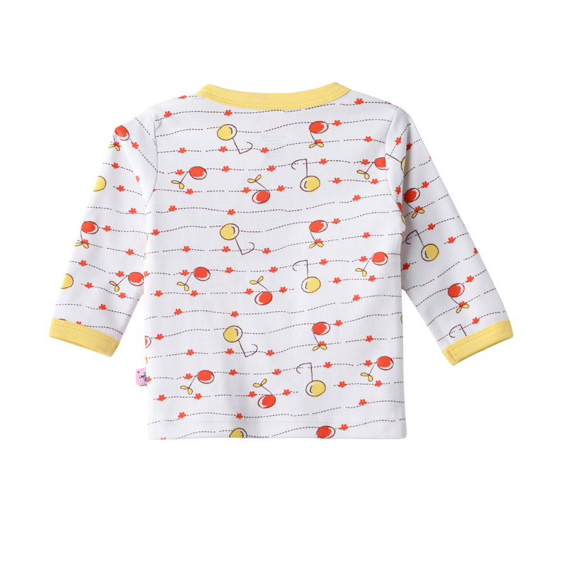 Smart Baby - Girl's All Over Printed Front Open Top - White/Yellow
