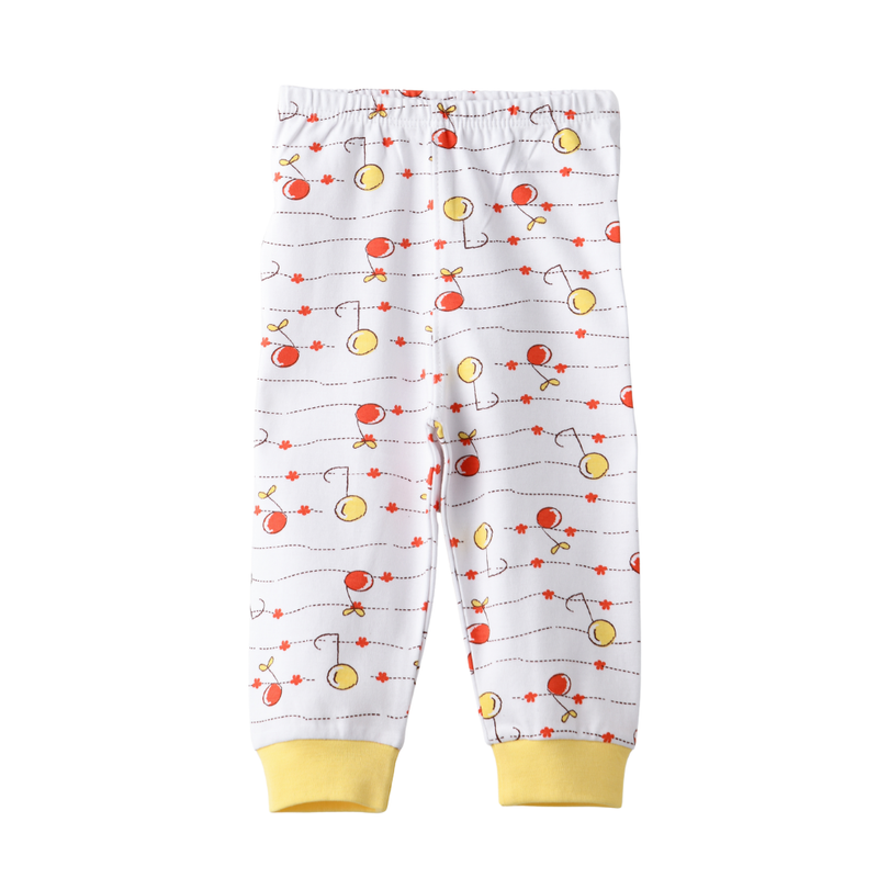 سمارت بيبي - بنطال بيجاما مطبوع بالكامل للبنات - أبيض/أصفر