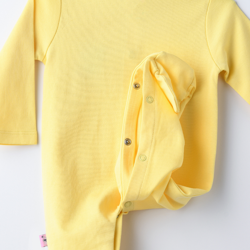 سمارت بيبي - ملابس نوم مطبوعة للبنات بأقدام مغلقة - أصفر