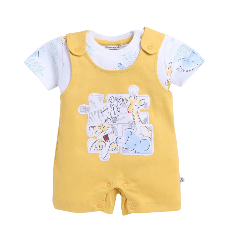 Wonderchild - Baby Boy' T-Shirt With Dungaree - Mustard