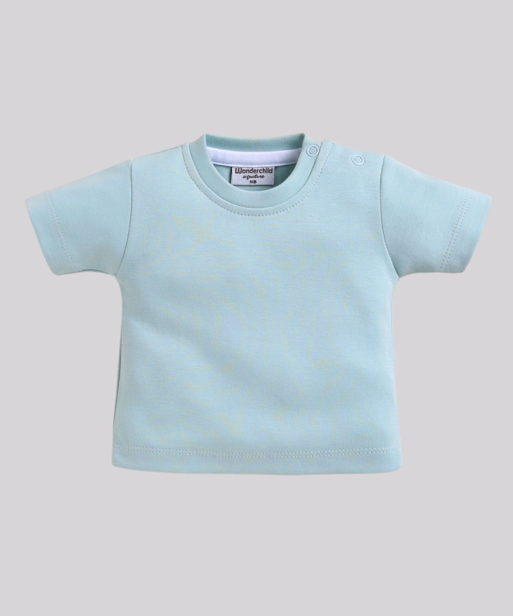 Wonderchild - 2pc-Set - Baby Boy's T-Shirt With Striped Half Romper - Mint Green