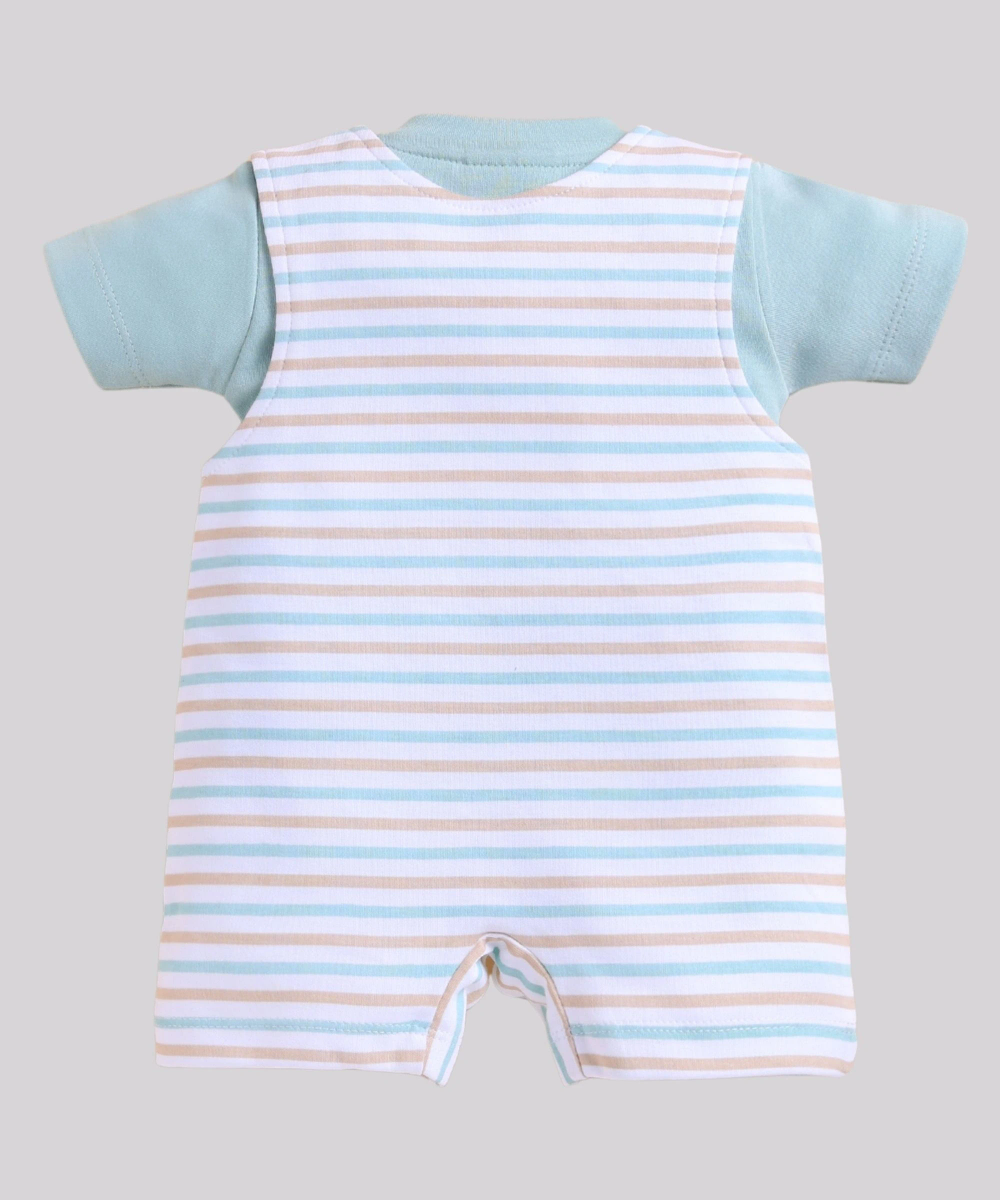 Wonderchild - 2pc-Set - Baby Boy's T-Shirt With Striped Half Romper - Mint Green