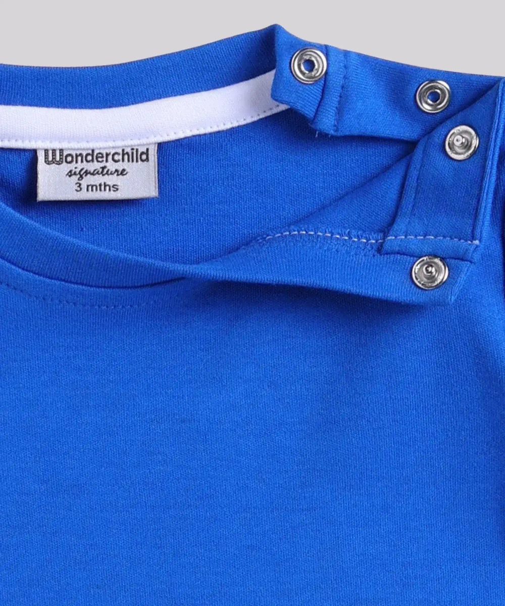 Wonderchild - 2pc-Set - Baby Boy's T-Shirt With Sleeveless Romper - Royal Blue
