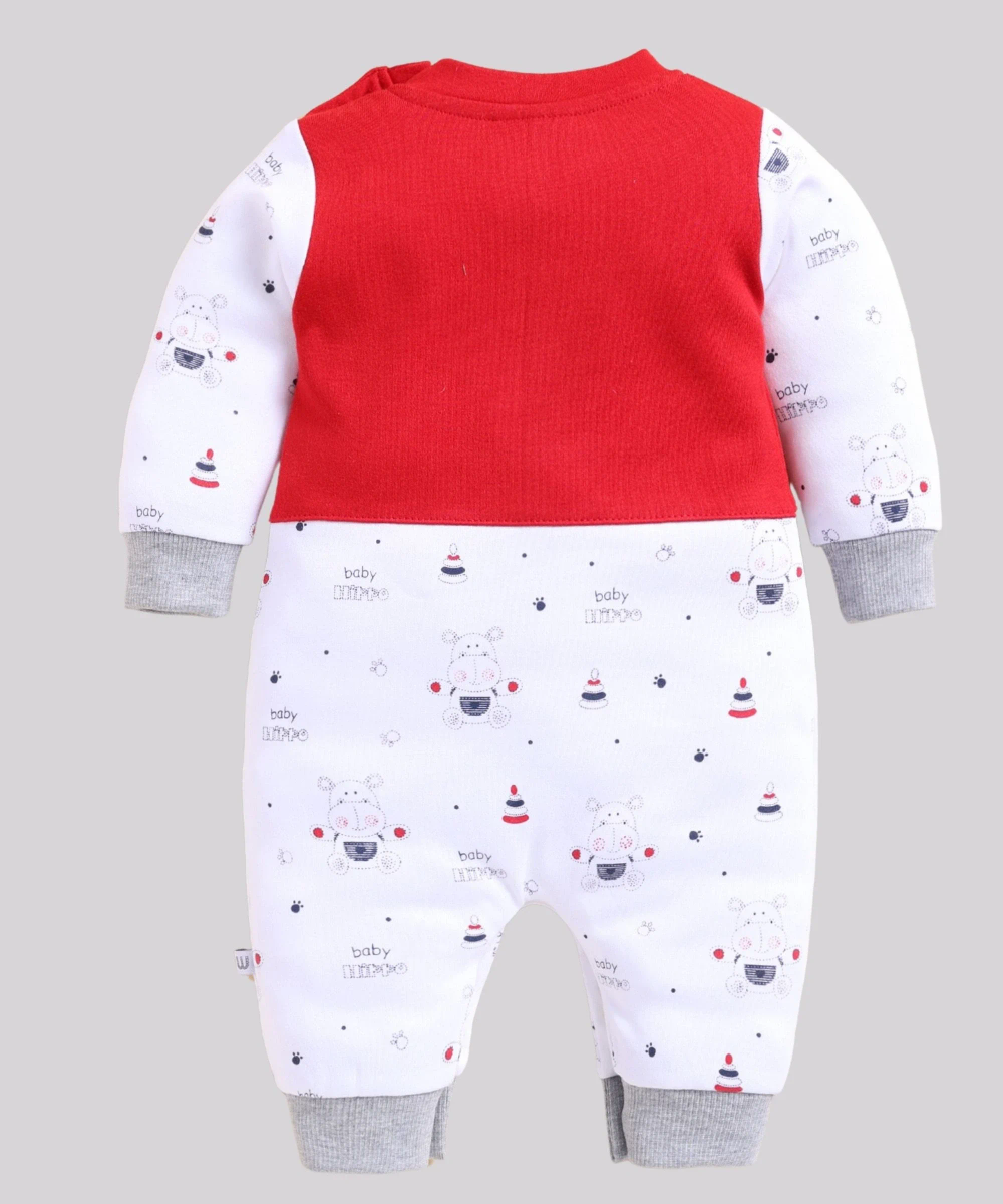 Wonderchild - Baby Boy's Long Sleeves Open Feet Full Romper - Red/White