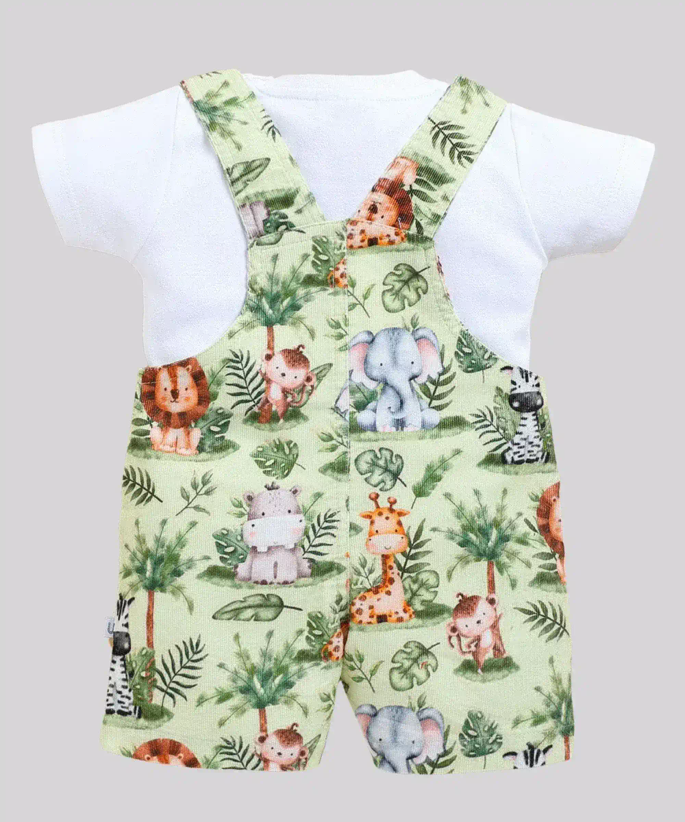 Wonderchild - 2pc-Set - Baby Boy's T-Shirt With Printed Dungaree - Green