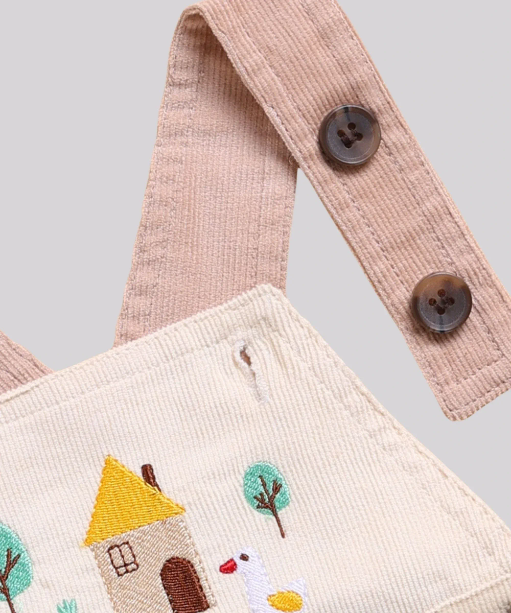 Wonderchild - 2pc-Set - Baby Boy's Cotton T-Shirt & Printed Dungaree - Yellow