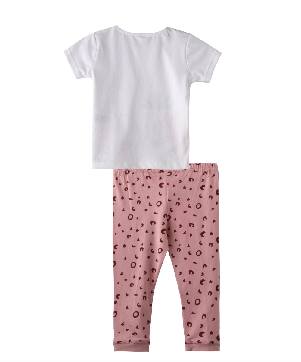 Smart Baby - 2pc-Set - Baby Girl' T-Shirt With Pant - Off-White/Pink