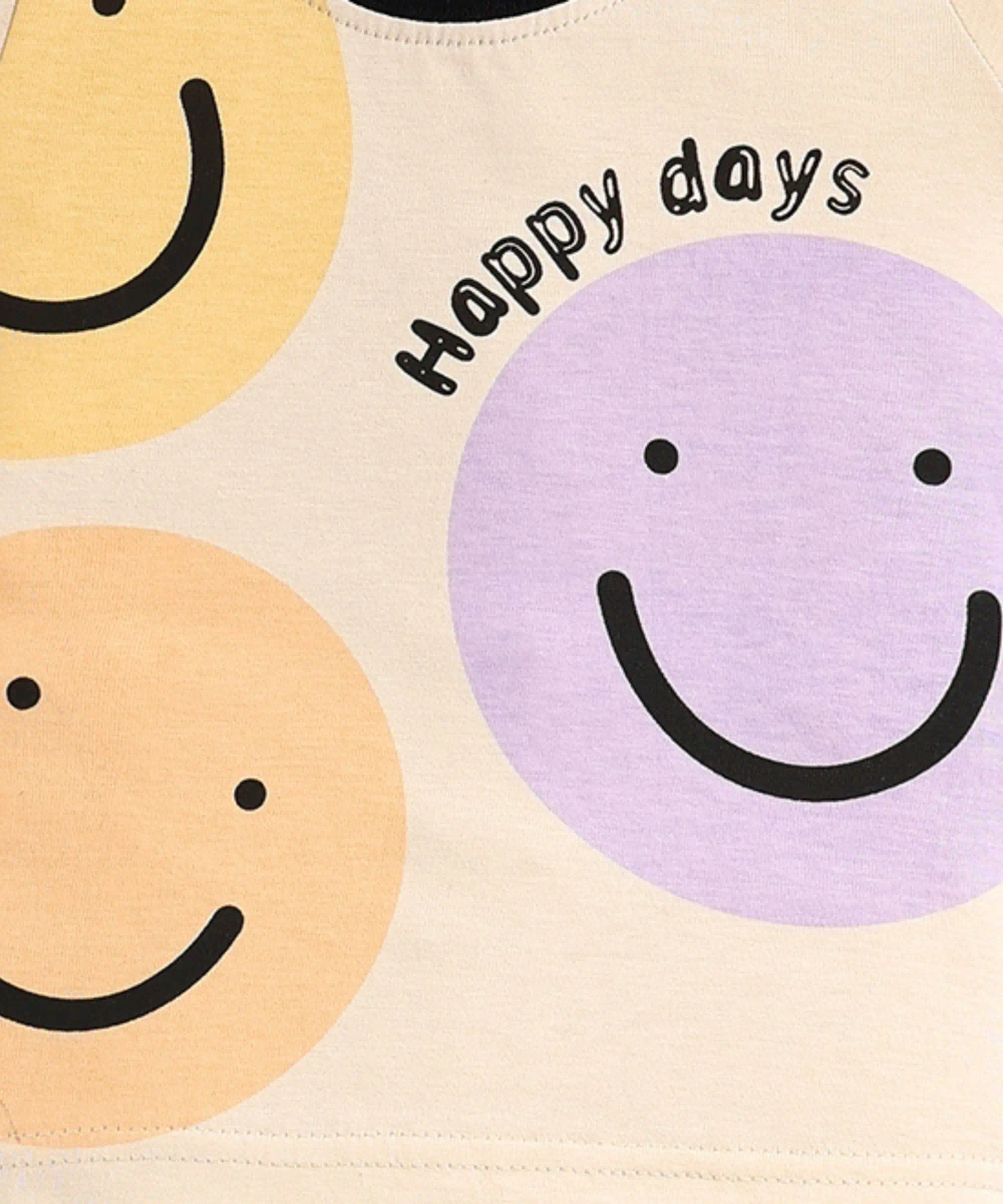 سمارت بيبي - طقم قطعتين - تيشيرت مع بنطال للأولاد - كريمي وأسود