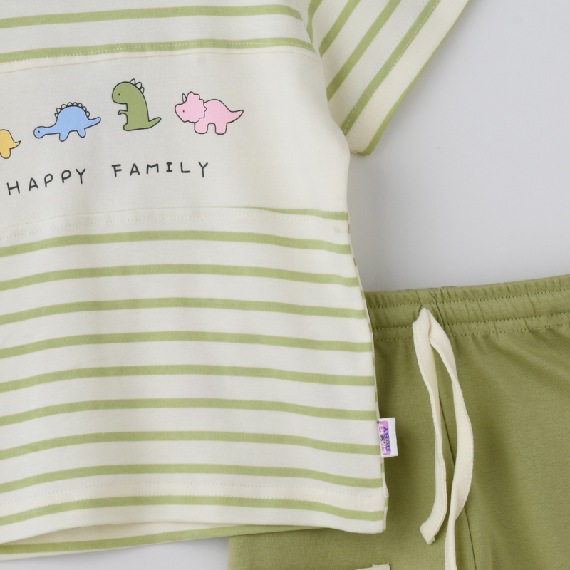 Smart Baby - 2pc-Set - Boys' Striped T-Shirt & Pyjama Pants - Pista Green