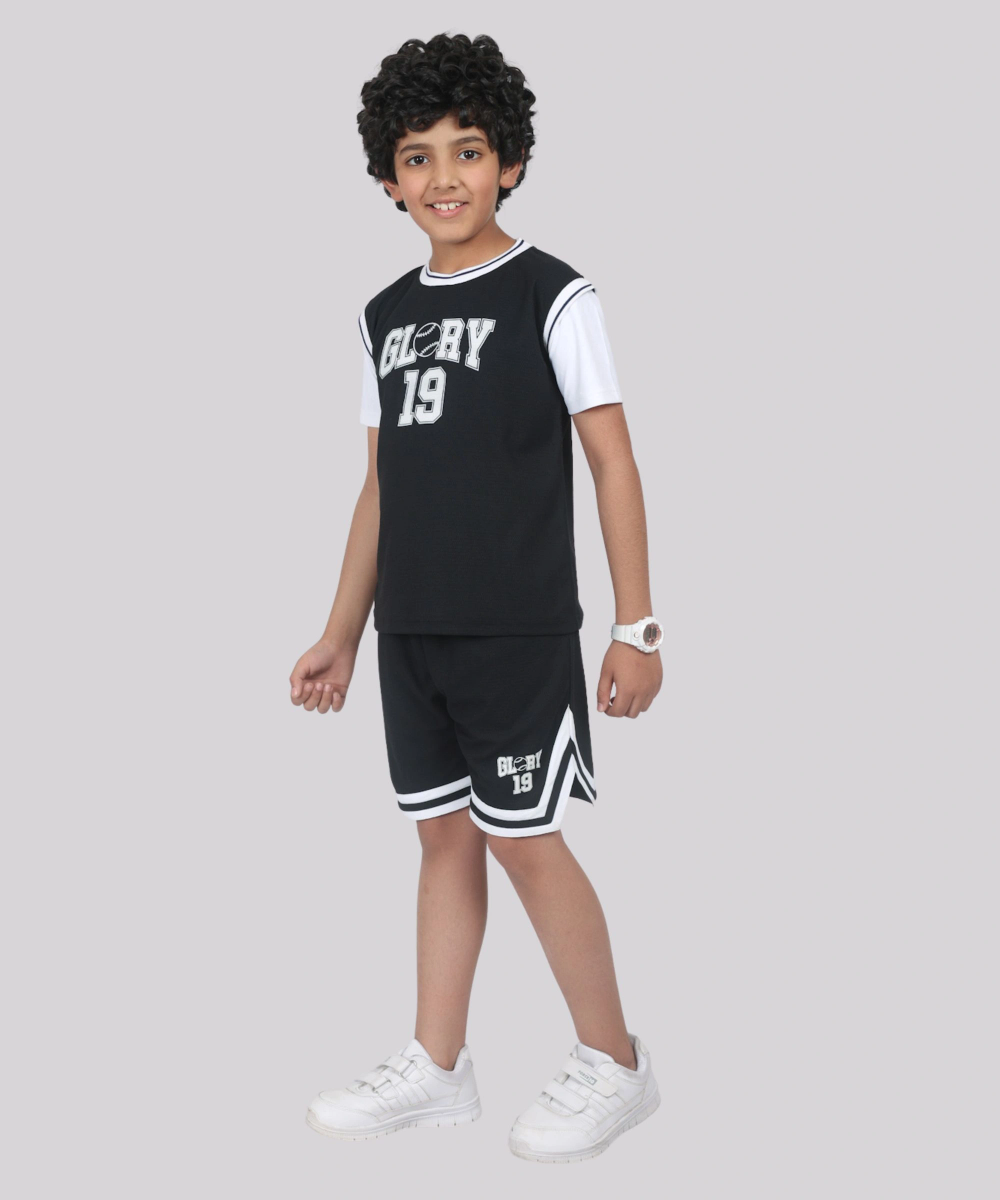 Nexgen Juniors - Boy Active Sports Shorts - Black/White