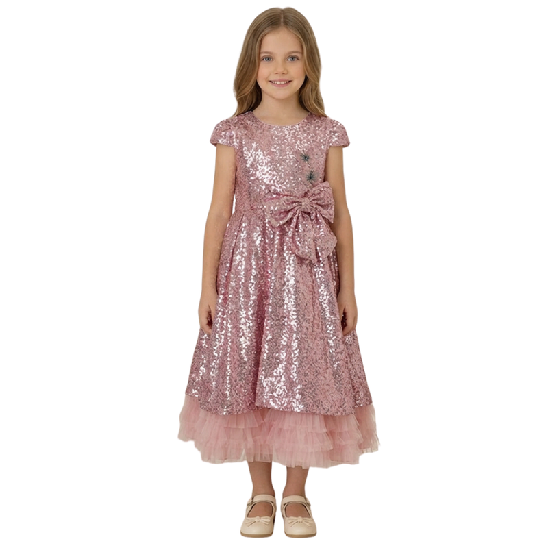 Le Crystal - Girl's Sequins Party Dress - Pink