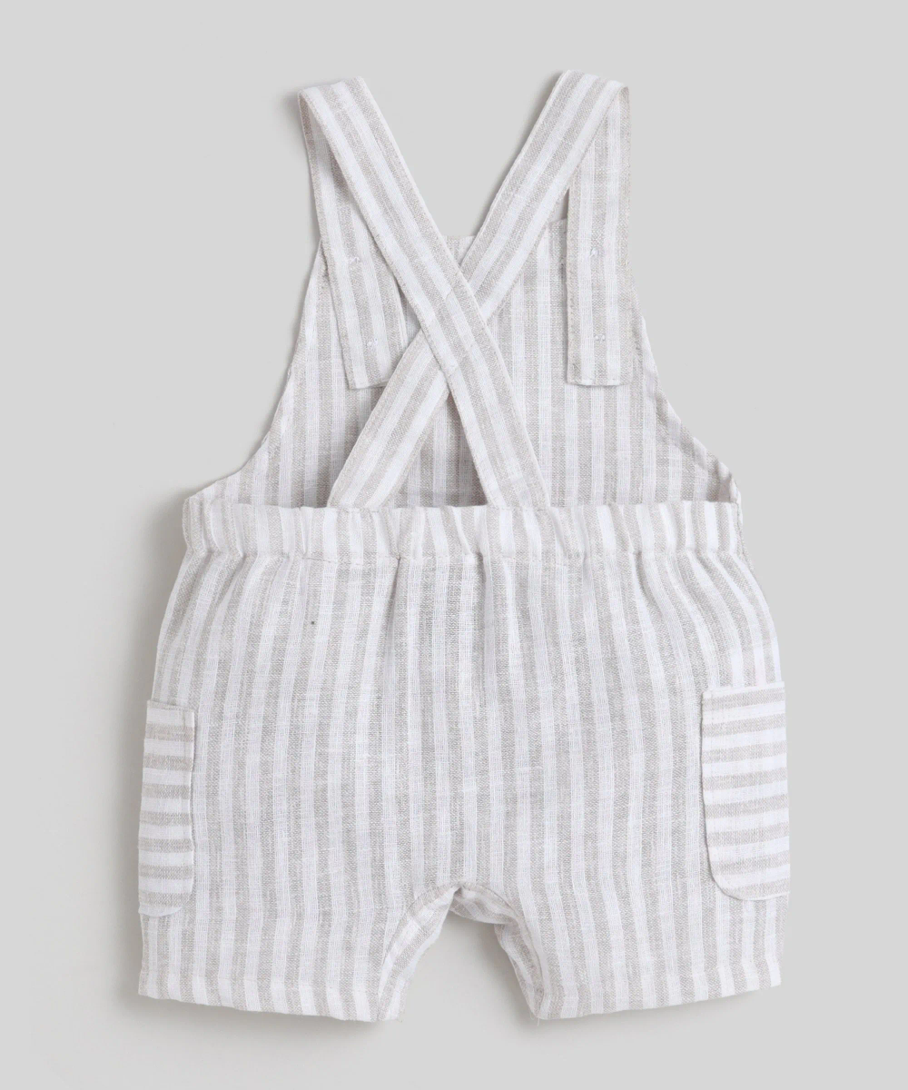 Little Kangaroos - 2pc-Set - Baby Boy's T-Shirt & Striped Dungaree - Beige