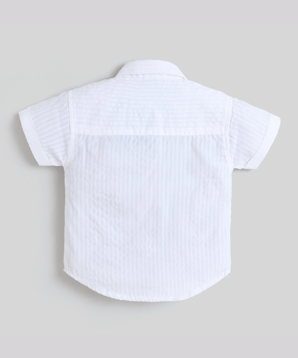 Little Kangaroos - 2pc-Set - Baby Boy's Formal Shirt & Shorts - White/Grey