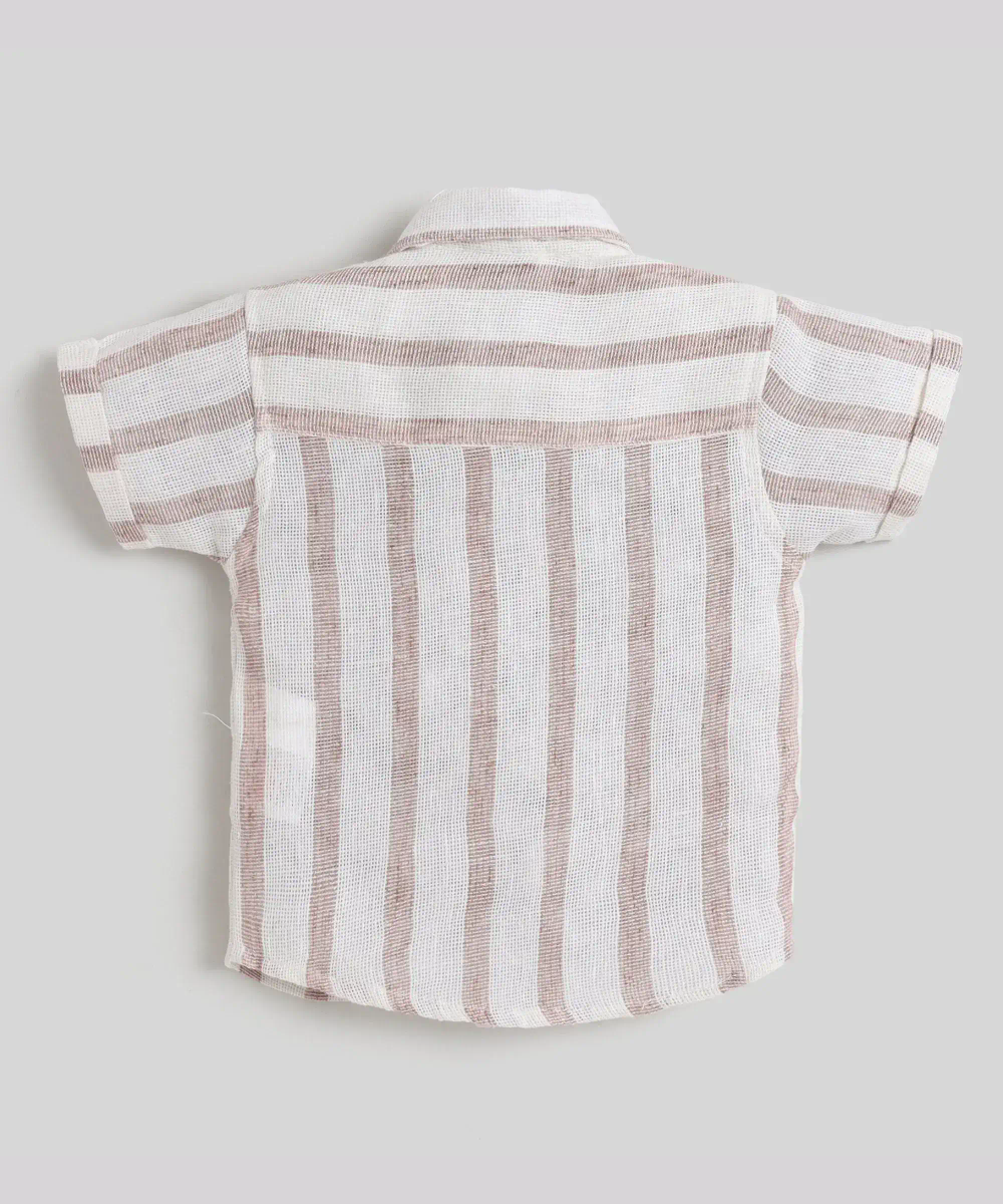 Little Kangaroos - 2pc-Set - Boys Formal Shirt & Short - Brown