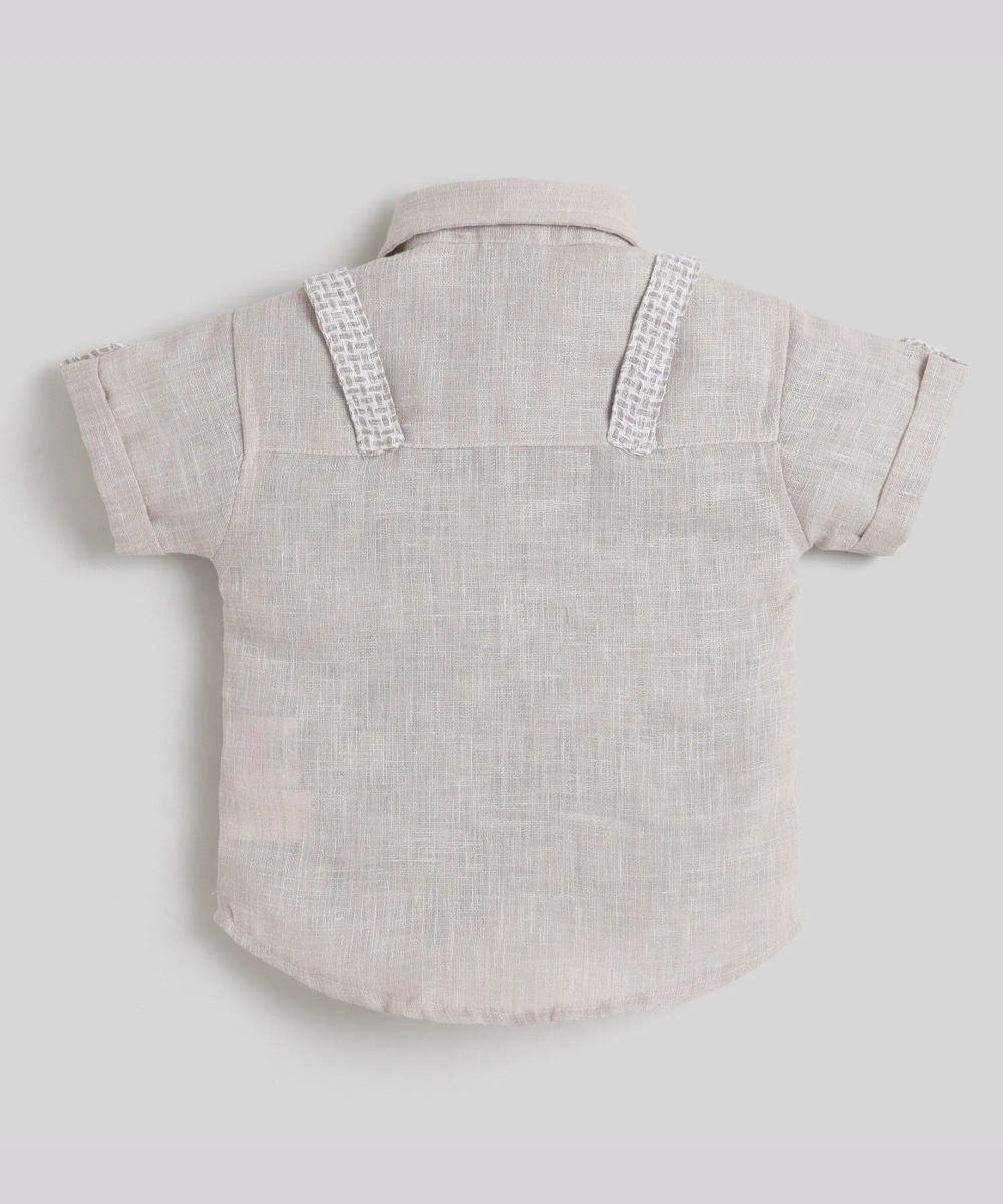 Little Kangaroos - 2pc-Set - Boys Formal Shirt & Short - Beige