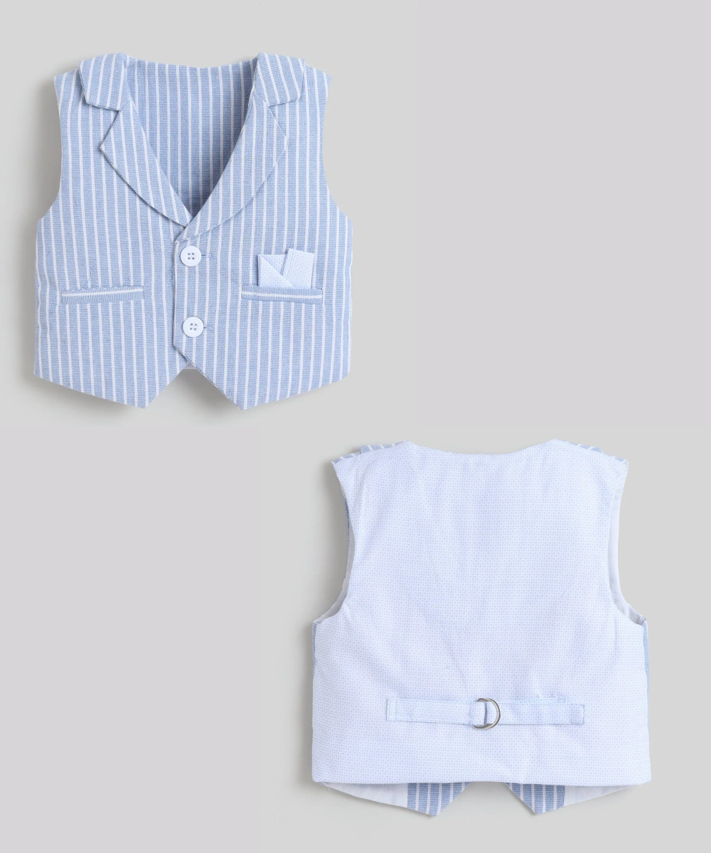 Little Kangaroos - 3pc-Set - Baby Boy's Shirt, Striped Waistcoat & Shorts - Blue