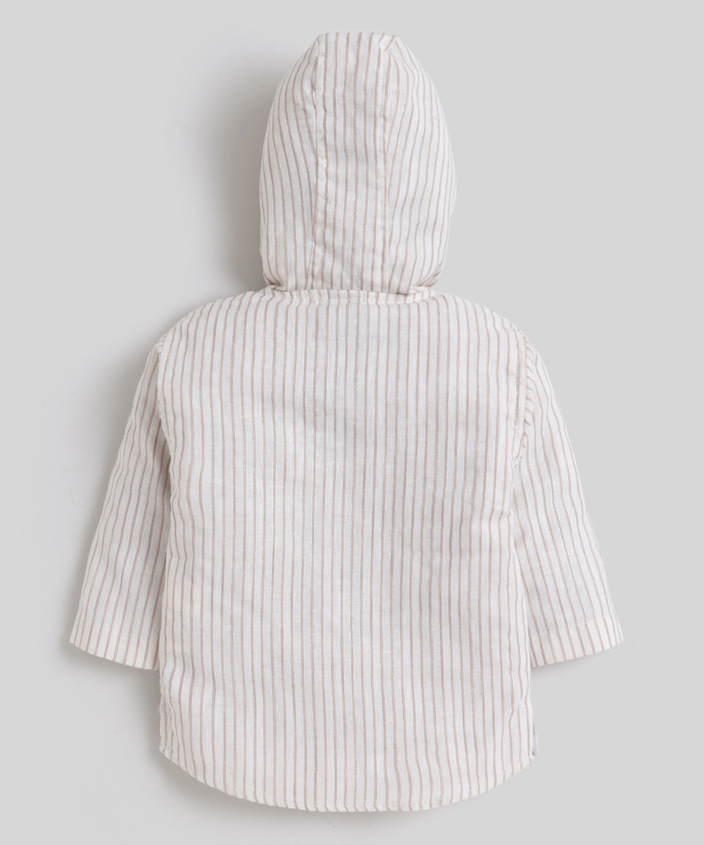 Little Kangaroos - 2pc-Set - Boys Hooded Kurta & Short - Beige