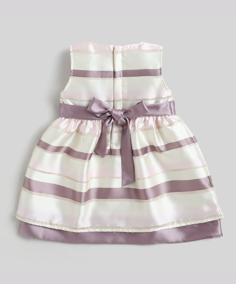 Little Kangaroos - Baby Girl's Striped Dress - Purple