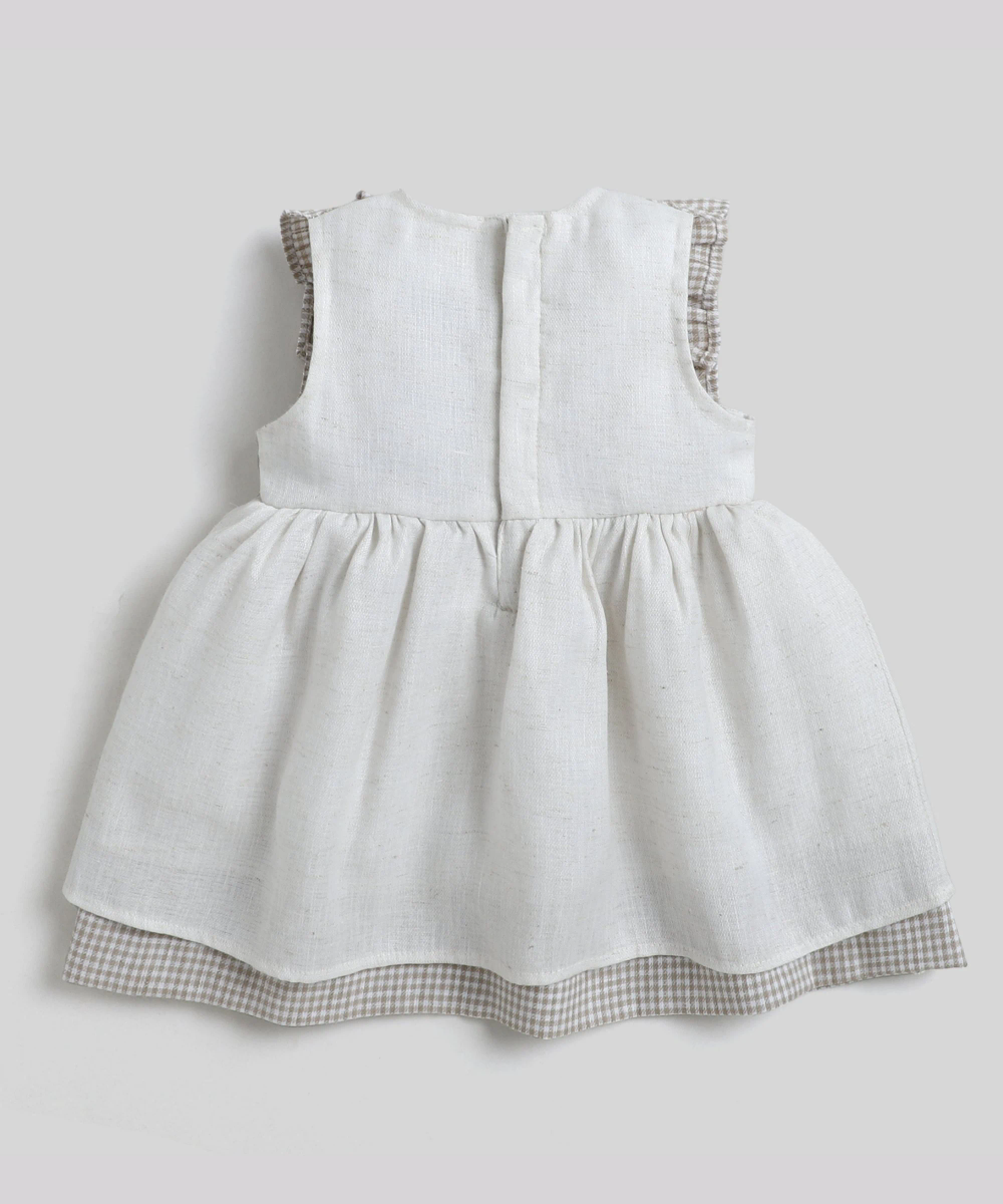 Little Kangaroos - Baby Girl's Checked Casual Dress - Beige