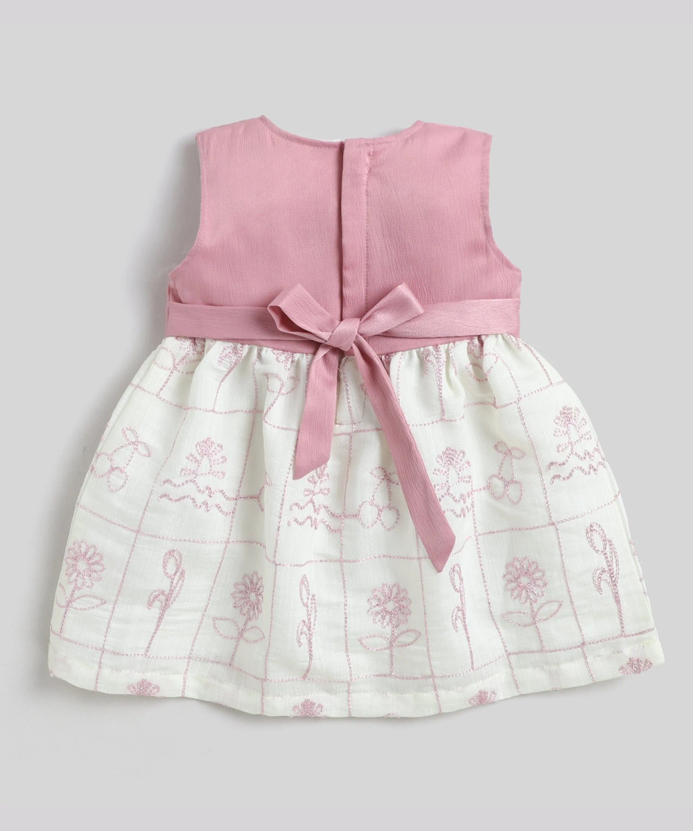 Little Kangaroos - Baby Girl's Embroidered Casual Dress - Pink