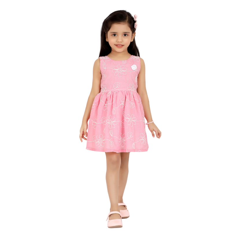 Smart Baby - Baby Girl's Embroidered Casual Dress - Pink