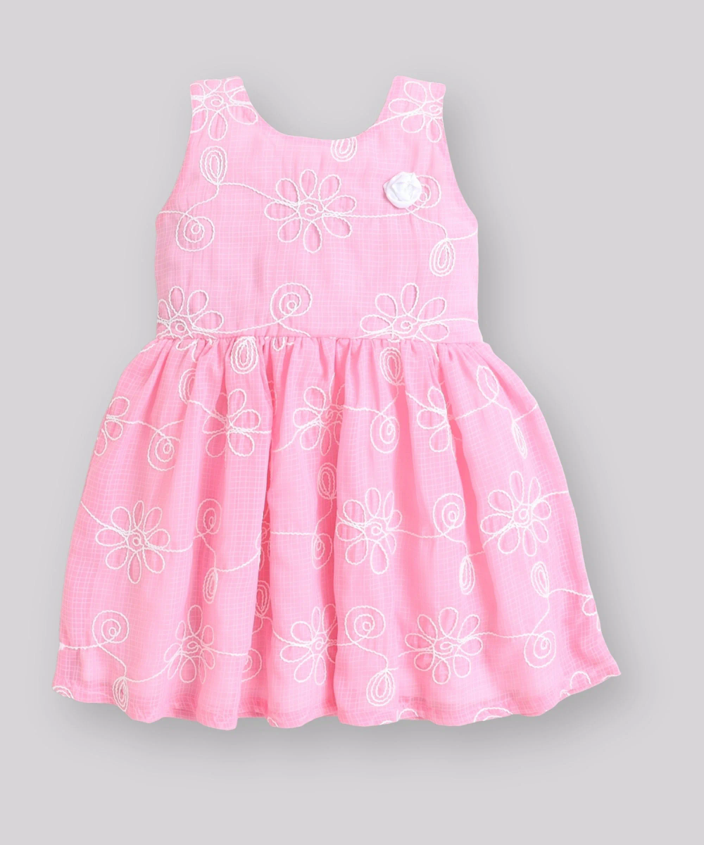 Smart Baby - Baby Girl's Embroidered Casual Dress - Pink