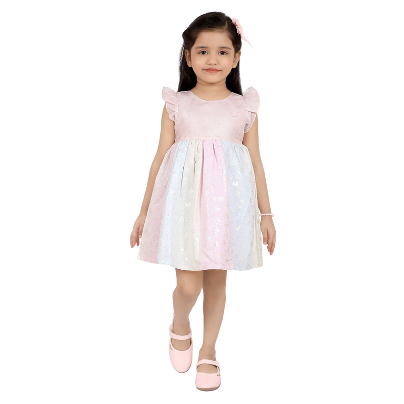 Smart Baby - Baby Girl's Shimmer Casual Dress - Pink/Blue