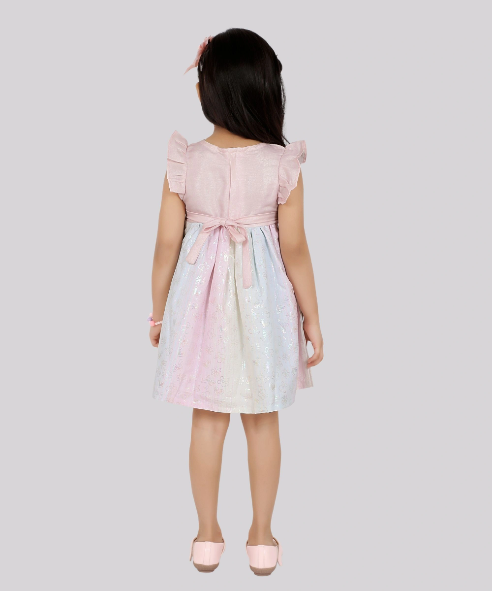 Smart Baby - Baby Girl's Shimmer Casual Dress - Pink/Blue