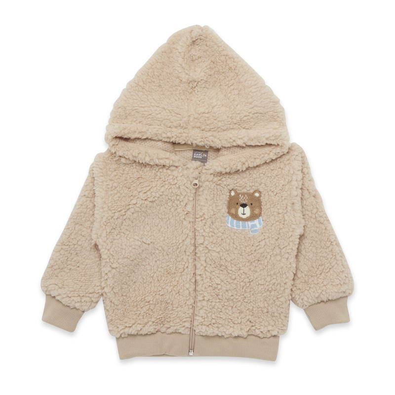 ليتل كانغاروس – جاكيت بقبعة بأكمام طويلة للأولاد – كاكي