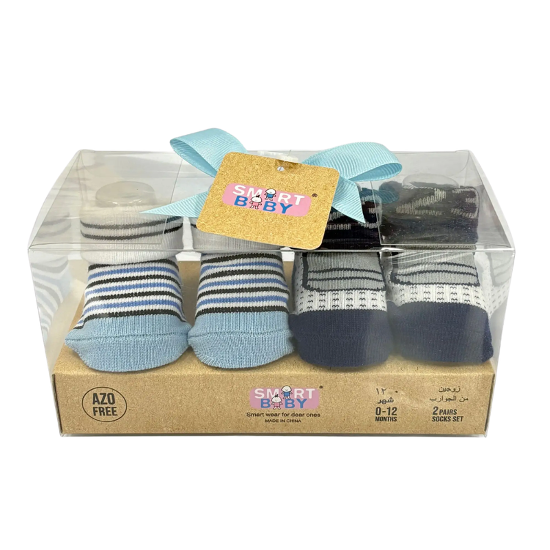 سمارت بيبي - جوارب أطفال - طقم قطعتين - أزرق وكحلي