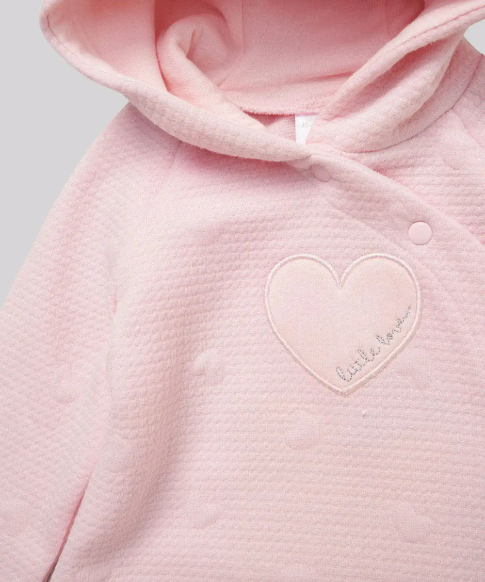 روك أ باي بيبي - طقم من قطعتين - جاكيت بغطاء رأس وبنطال للأطفال الرضع - وردي