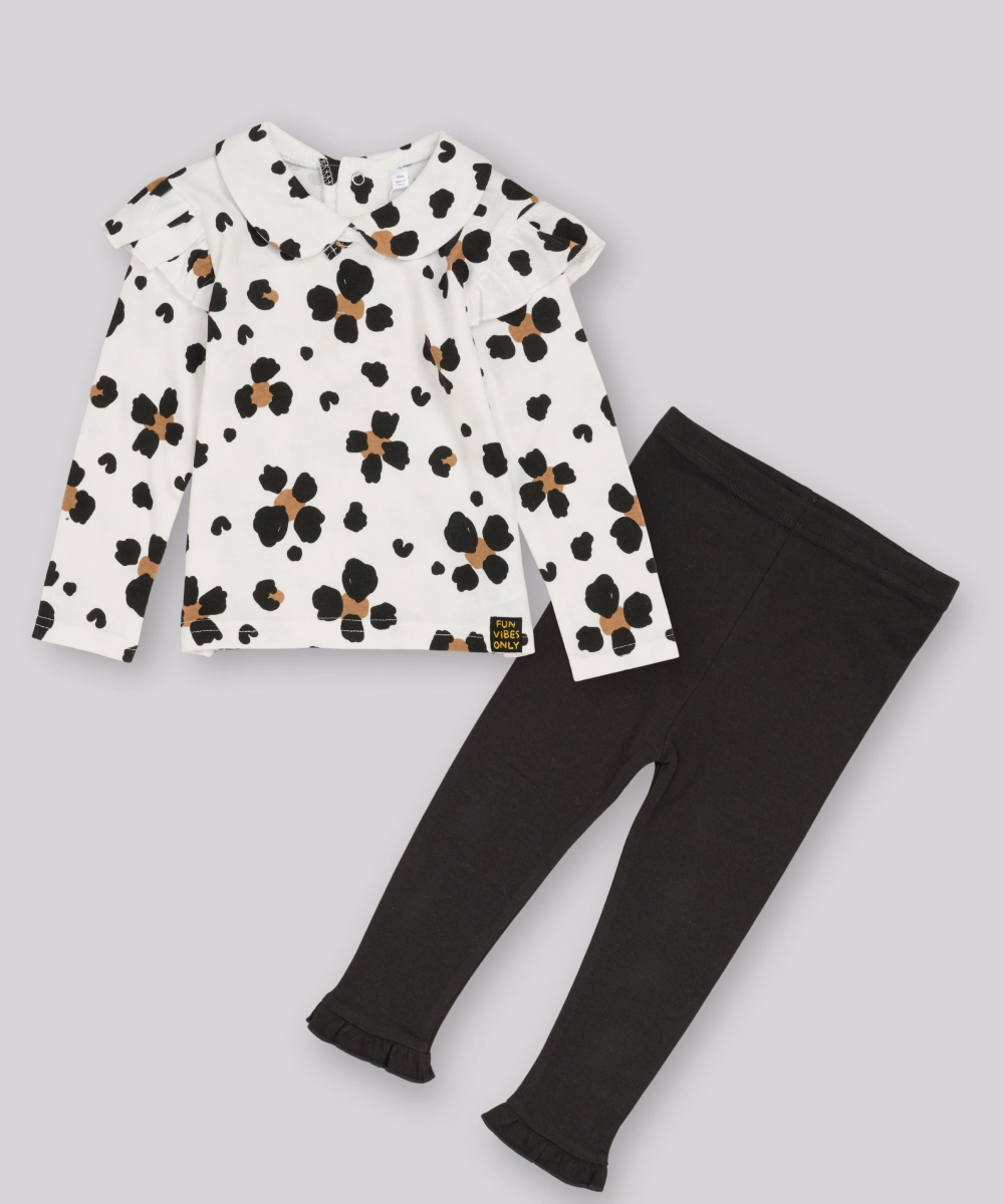 Lily & Jack - 3pc-Set - Baby Girl's Top, Legging & Jacket - Brown/White/Black