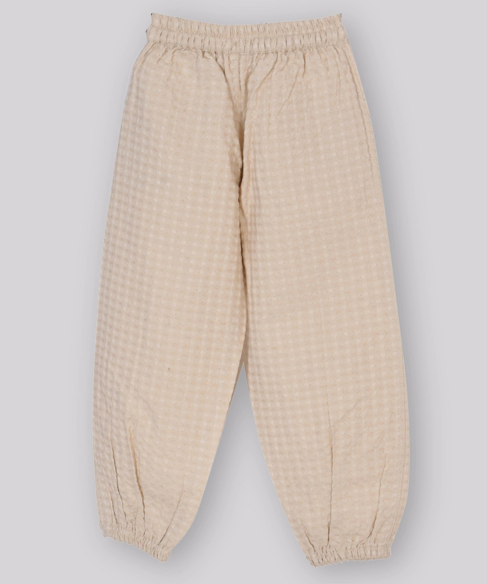 نكسجن للبنات - بنطلون حريم قطني مطرز للبنات - بيج