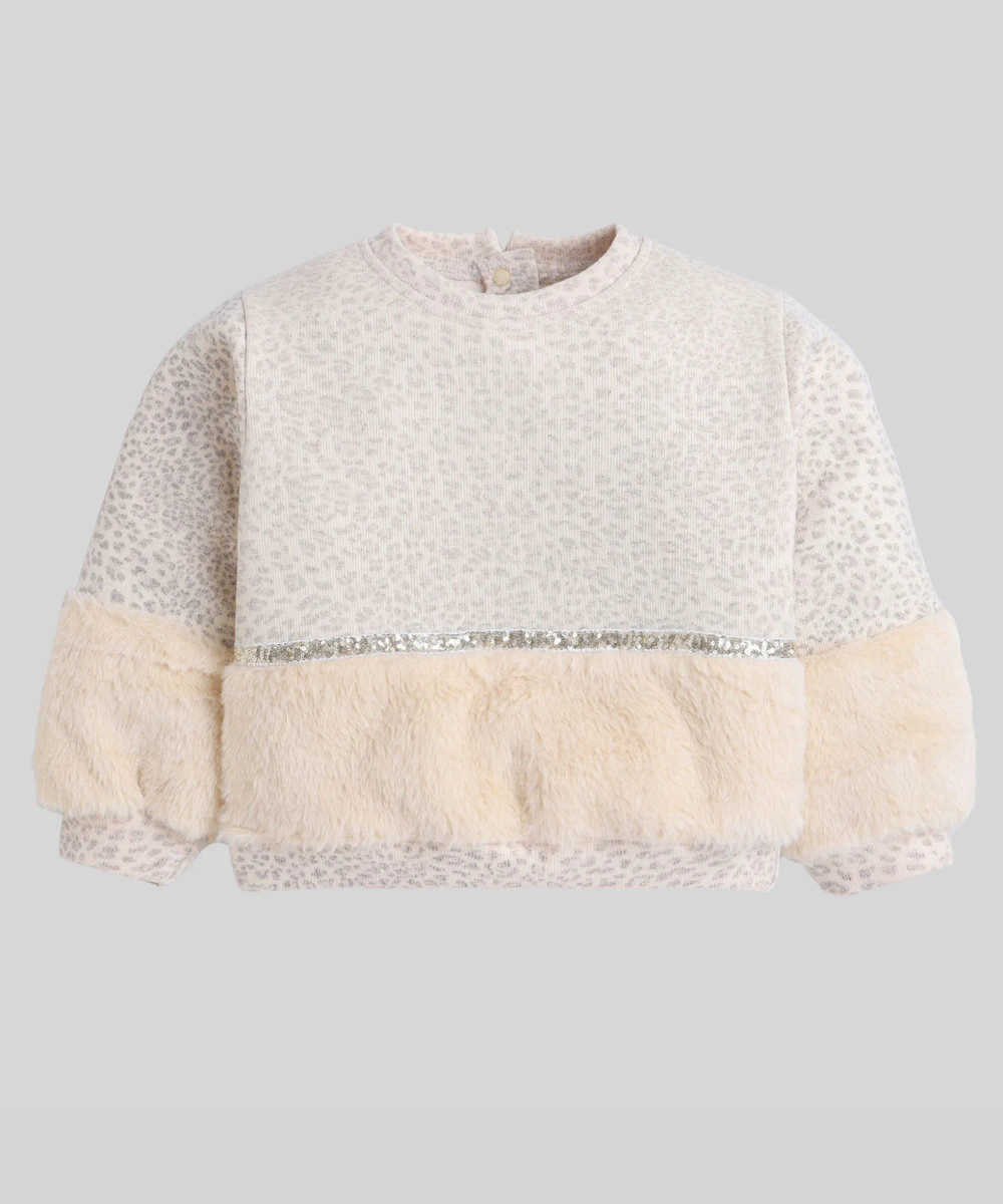 سويت شيرت مطبوع عليه صورة كنغر صغير - لون بني فاتح