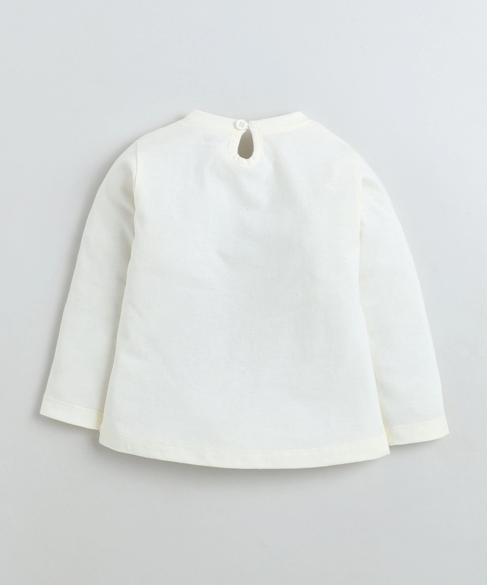 سمارت بيبي - طقم قطعتين - تيشيرت وبنطال للبنات - أبيض/وردي