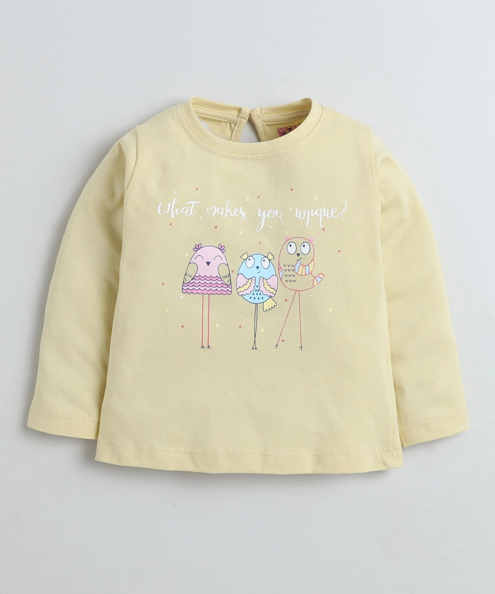 سمارت بيبي - طقم قطعتين - تيشيرت وبنطال للبنات - بيج