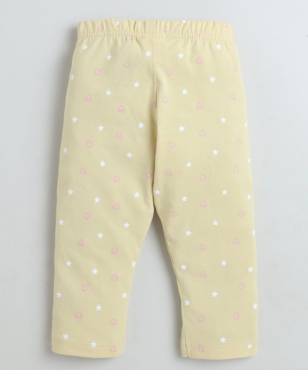 سمارت بيبي - طقم قطعتين - تيشيرت وبنطال للبنات - بيج