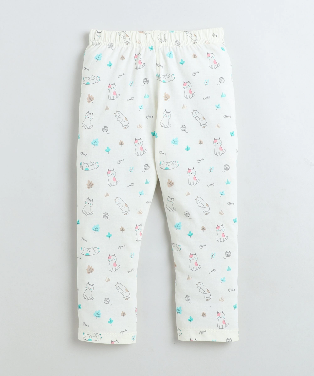 سمارت بيبي - طقم قطعتين - تيشيرت وبنطال للبنات - وردي/أبيض