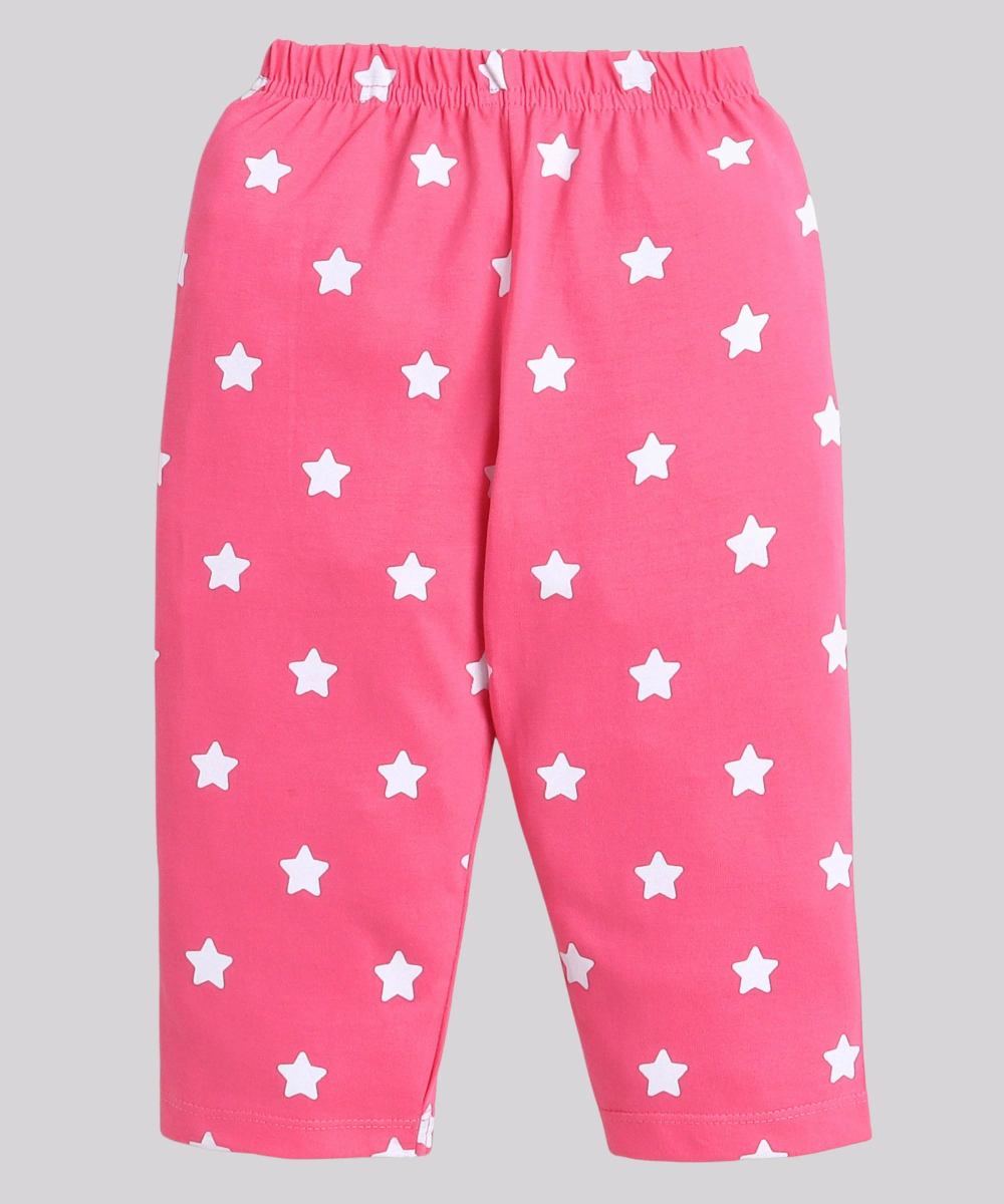 سمارت بيبي - طقم قطعتين - تيشيرت وبنطال للبنات - وردي