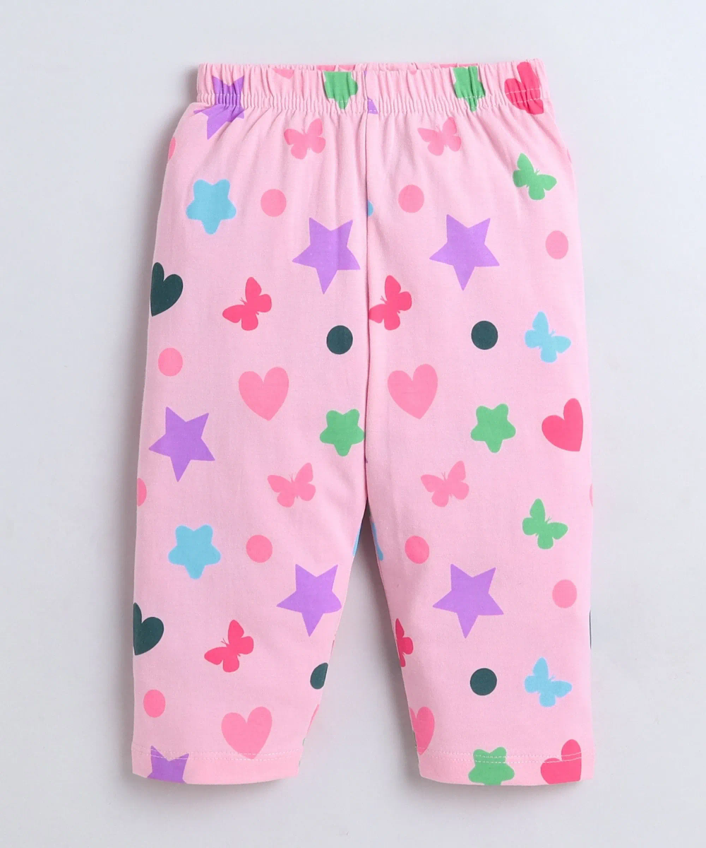 Smart Baby - 2pc-Set - Baby Girl's Dance And Enjoy Printed T-Shirt & Pant - Pink