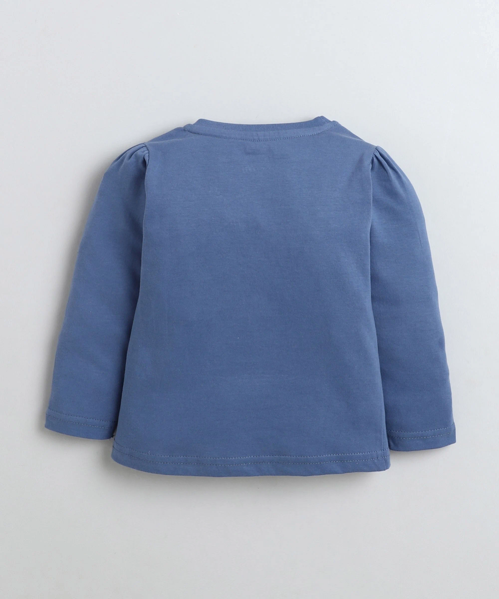 Smart Baby - 2pc-Set - Baby Girl Sweet Call Printed T-Shirt & Pant - Blue