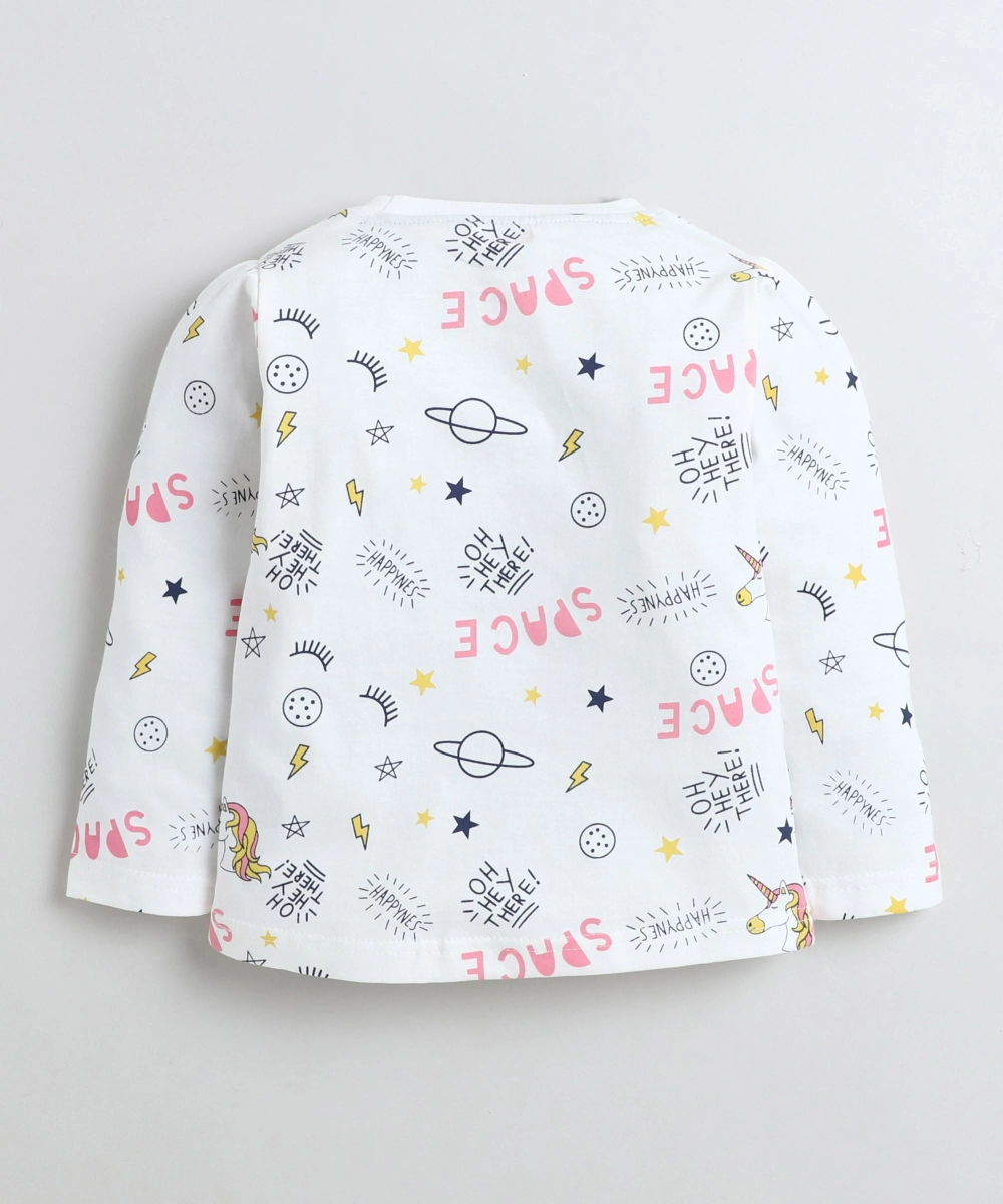 Smart Baby - 2pc-Set - Baby Girl' My World Printed T-Shirt & Pant - Yellow/White